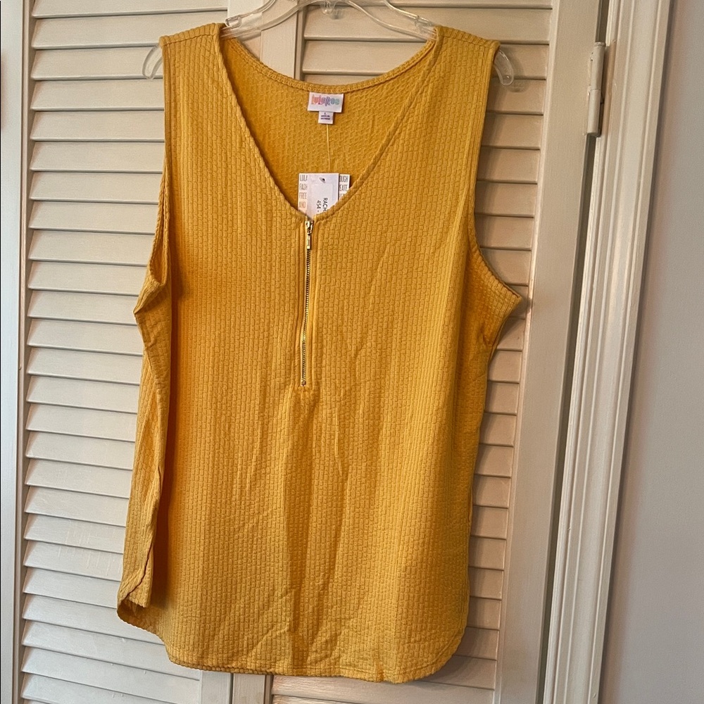 LuLaRoe Rachael Yellow Tank Top with Zipper